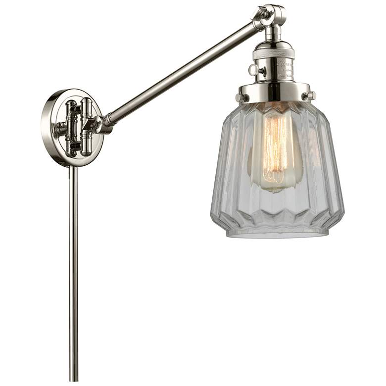 Image 1 Chatham 25" High Polished Nickel Swing Arm w/ Clear Shade