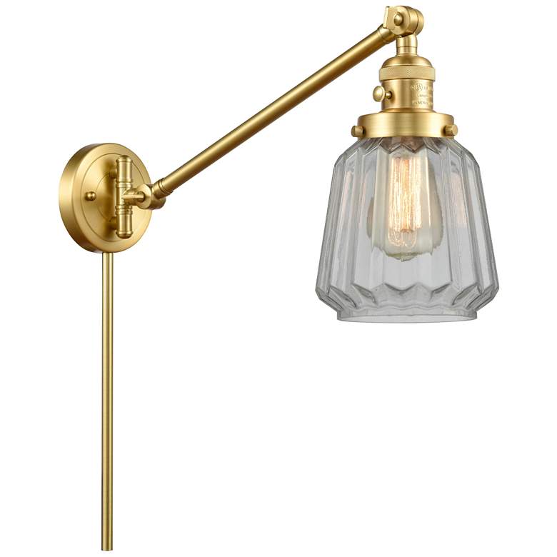 Image 1 Chatham 25" High Satin Gold Swing Arm w/ Clear Shade