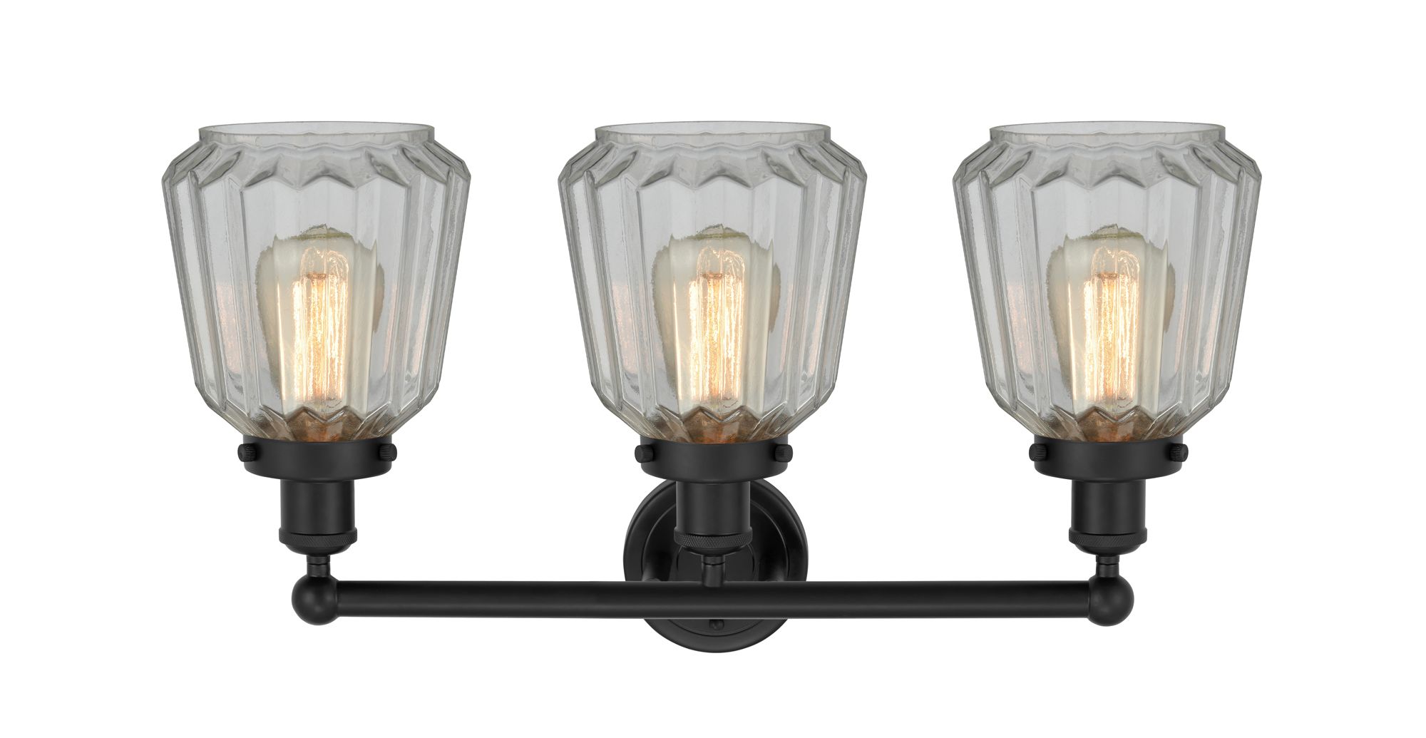 Image 2 Chatham 25"W Matte Black 3-Light Bath Light w/ Clear Glass more views