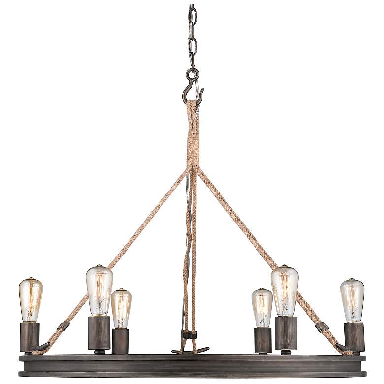 Image 1 Chatham 26 1/2" Wide Gunmetal Bronze 6-Light Chandelier