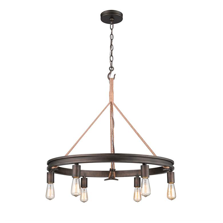 Image 2 Chatham 26 1/2" Wide Gunmetal Bronze 6-Light Chandelier more views