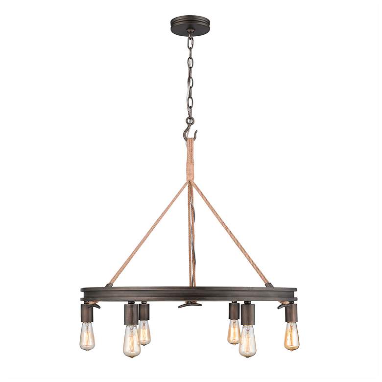 Image 3 Chatham 26 1/2" Wide Gunmetal Bronze 6-Light Chandelier more views