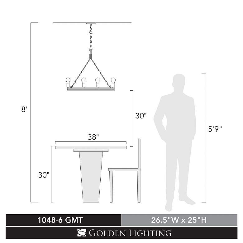 Image 5 Chatham 26 1/2" Wide Gunmetal Bronze 6-Light Chandelier more views