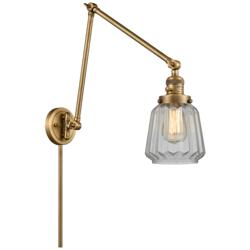 Chatham 30" High Brushed Brass Double Extension Swing Arm w/ Clear Sha