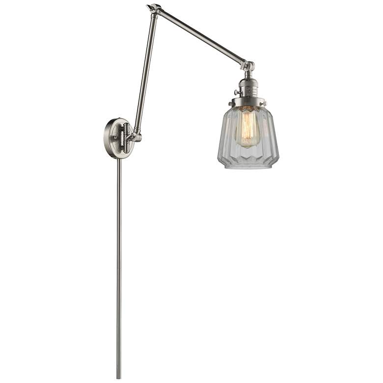 Image 1 Chatham 30" High Brushed Nickel Double Extension Swing Arm w/ Clear Sh