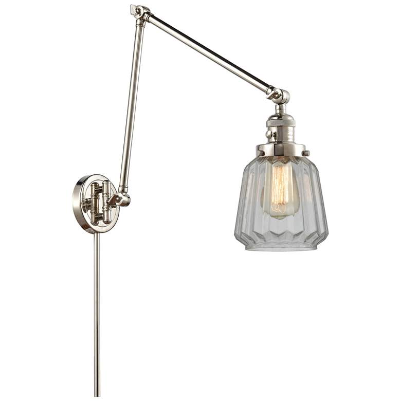Image 1 Chatham 30" High Polished Nickel Double Extension Swing Arm w/ Clear S