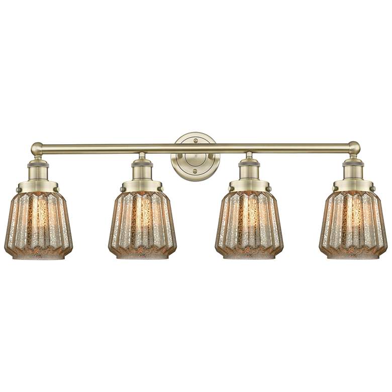 Image 1 Chatham 33.5" Wide 4 Light Antique Brass Bath Vanity Light With Clear