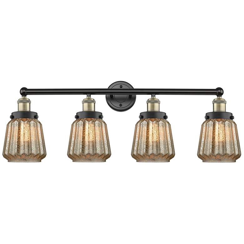 Image 1 Chatham 33.5" Wide 4 Light Black Brass Bath Vanity Light With Clear Sh