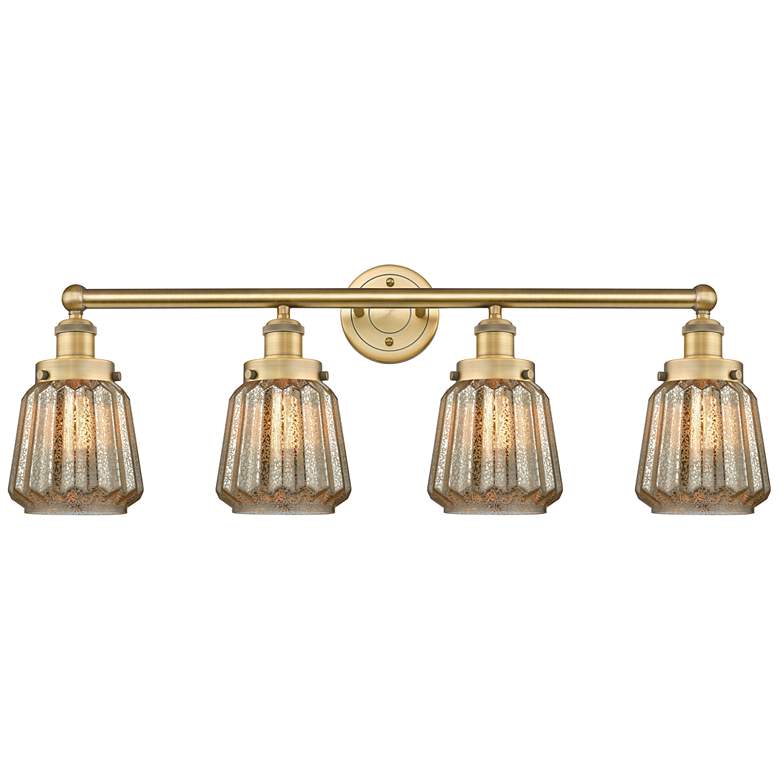 Image 1 Chatham 33.5" Wide 4 Light Brushed Brass Bath Vanity Light With Clear