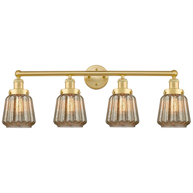 Image 1 Chatham 33.5" Wide 4 Light Satin Gold Bath Vanity Light With Clear Sha