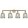 Chatham 33.5"W 4 Light Antique Brass Bath Vanity Light With White Shad