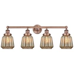 Chatham 33.5&quot;W 4 Light Antique Copper Bath Vanity Light With Clear Sha