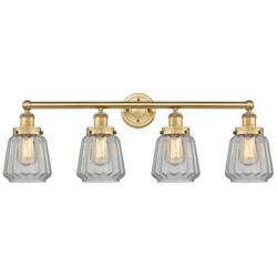 Chatham 33.5"W 4 Light Brushed Brass Bath Vanity Light w/ Matte White