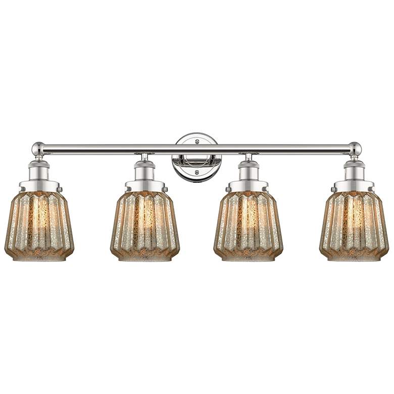Image 1 Chatham 33.5 inchW 4 Light Polished Nickel Bath Vanity Light With Clear Sh