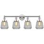 Chatham 33.5"W 4 Light Polished Nickel Bath Vanity Light With White Sh