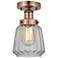 Chatham 6.5" Wide Antique Copper Semi.Flush Mount With Clear Glass Sha