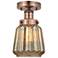 Chatham 6.5" Wide Antique Copper Semi.Flush Mount With Mercury Glass S
