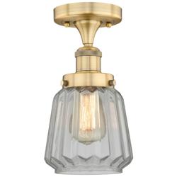 Chatham 6.5" Wide Brushed Brass Semi.Flush Mount With Clear Glass Shad