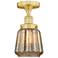Chatham 6.5" Wide Satin Gold Semi.Flush Mount With Mercury Glass Shade