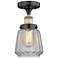 Chatham 6.5"W Black Antique Brass Semi.Flush Mount With Clear Glass Sh