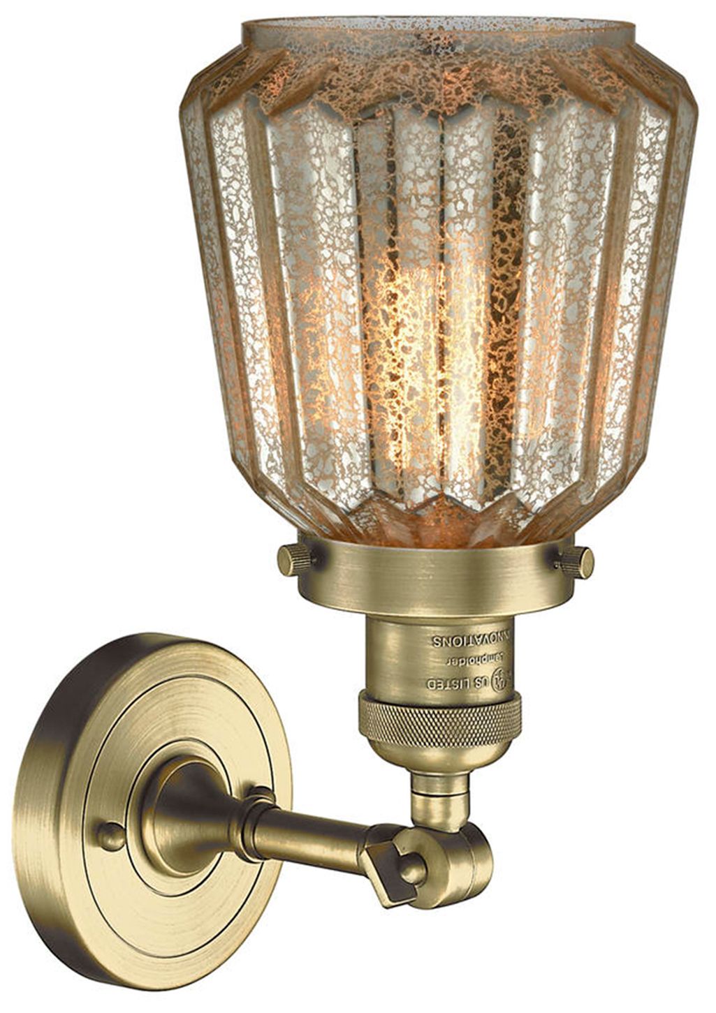 Image 2 Chatham 7" Antique Brass Adjustable Sconce w/ Clear Shade more views