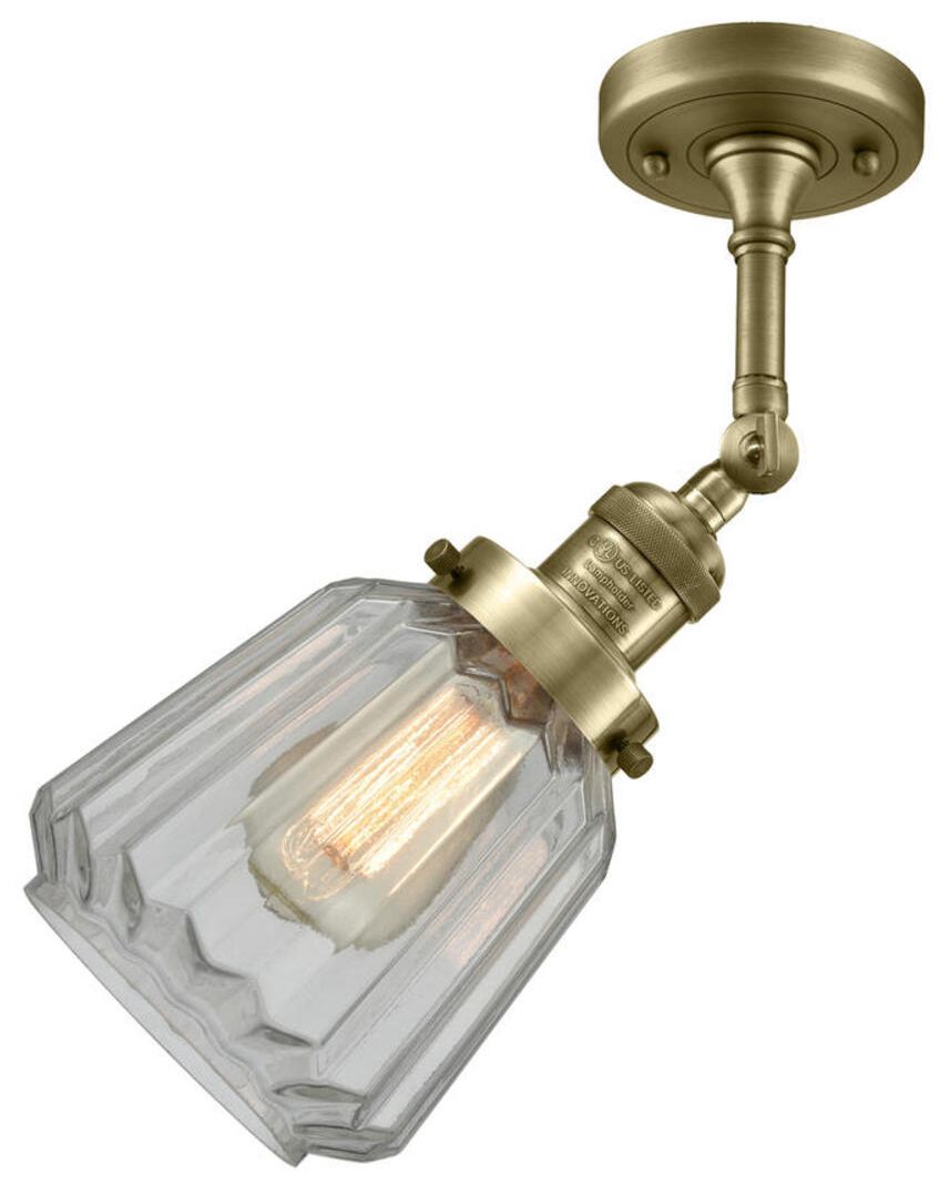 Image 3 Chatham 7" Antique Brass Adjustable Sconce w/ Clear Shade more views