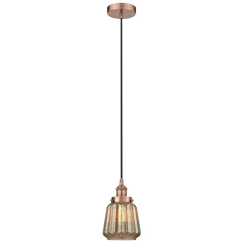 Image 1 Chatham 7" Antique Copper Mini Pendant w/ Mercury Shade