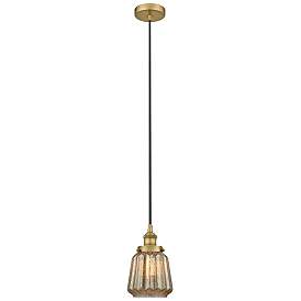 Image1 of Chatham 7" Brushed Brass Mini Pendant w/ Mercury Shade