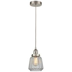 Chatham 7" Brushed Satin Nickel Mini Pendant w/ Clear Shade