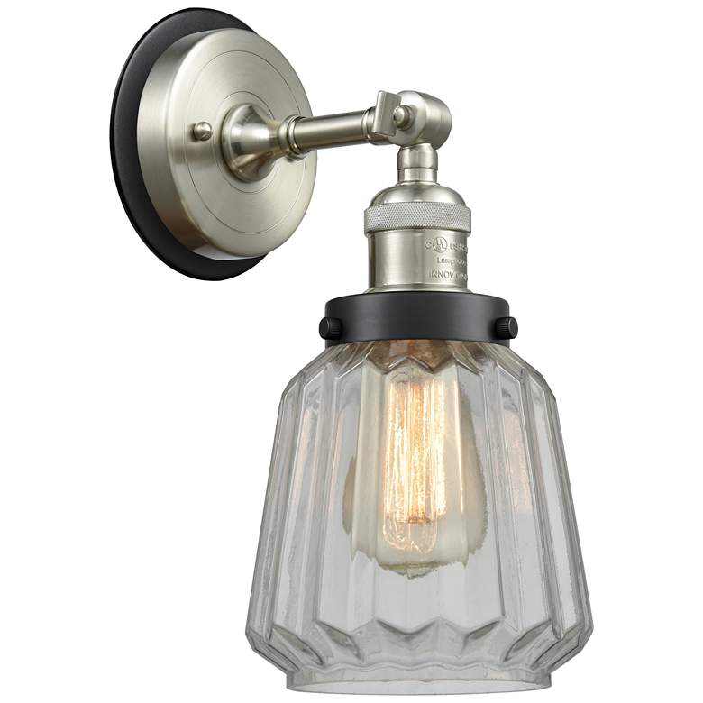 Image 1 Chatham 7" Brushed Satin Nickel Sconce w/ Clear Shade