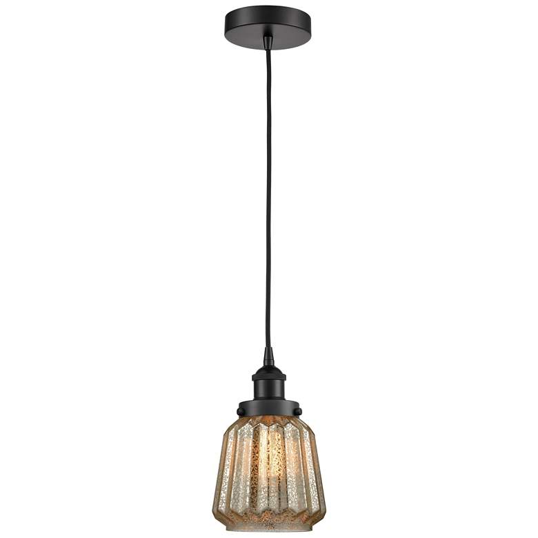 Image 1 Chatham 7" Matte Black Mini Pendant w/ Mercury Shade