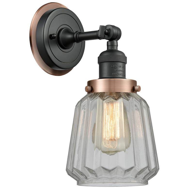 Image 1 Chatham 7" Matte Black Sconce w/ Clear Shade