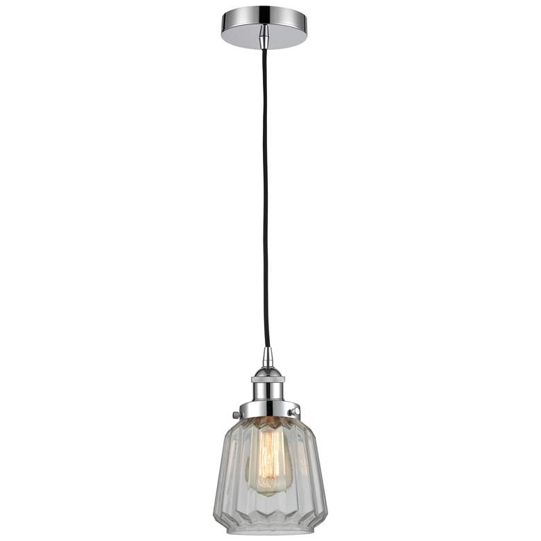 Image 1 Chatham 7" Polished Chrome Mini Pendant w/ Clear Shade
