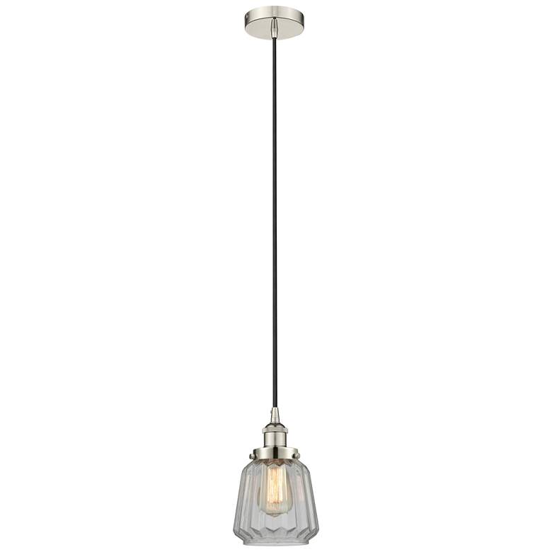 Image 1 Chatham 7" Polished Nickel Mini Pendant w/ Clear Shade