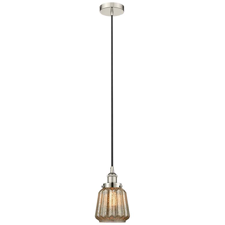 Image 1 Chatham 7" Polished Nickel Mini Pendant w/ Mercury Shade
