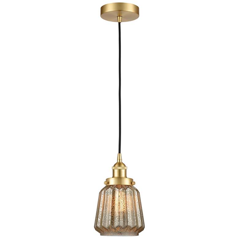 Image 1 Chatham 7" Satin Gold Mini Pendant w/ Mercury Shade