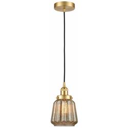 Chatham 7" Satin Gold Mini Pendant w/ Mercury Shade