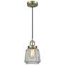 Chatham 7" Wide Antique Brass Corded Mini Pendant w/ Clear Shade