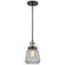 Chatham 7" Wide Black Brass Corded Mini Pendant w/ Clear Shade