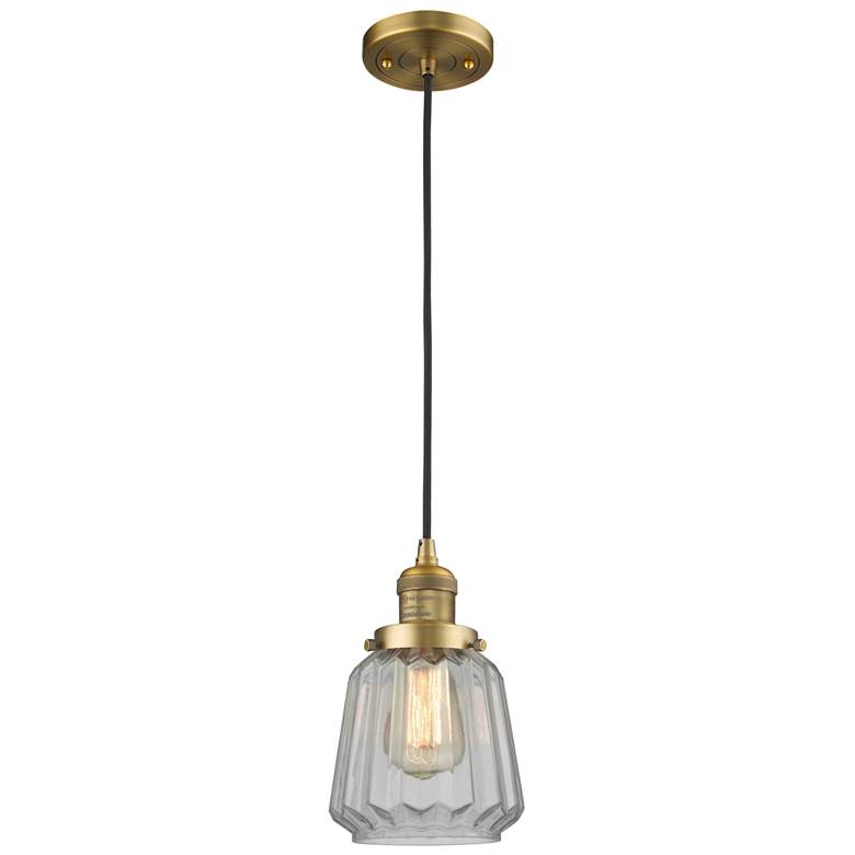 Image 1 Chatham 7" Wide Brushed Brass and Clear Glass Mini Pendant
