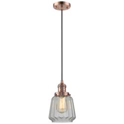 Chatham 7" Wide Copper Corded Mini Pendant w/ Clear Shade