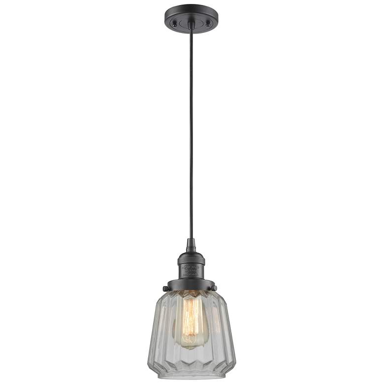 Image 1 Chatham 7 inch Wide Oil Rubbed Bronze Corded Mini Pendant w/ Clear Shade