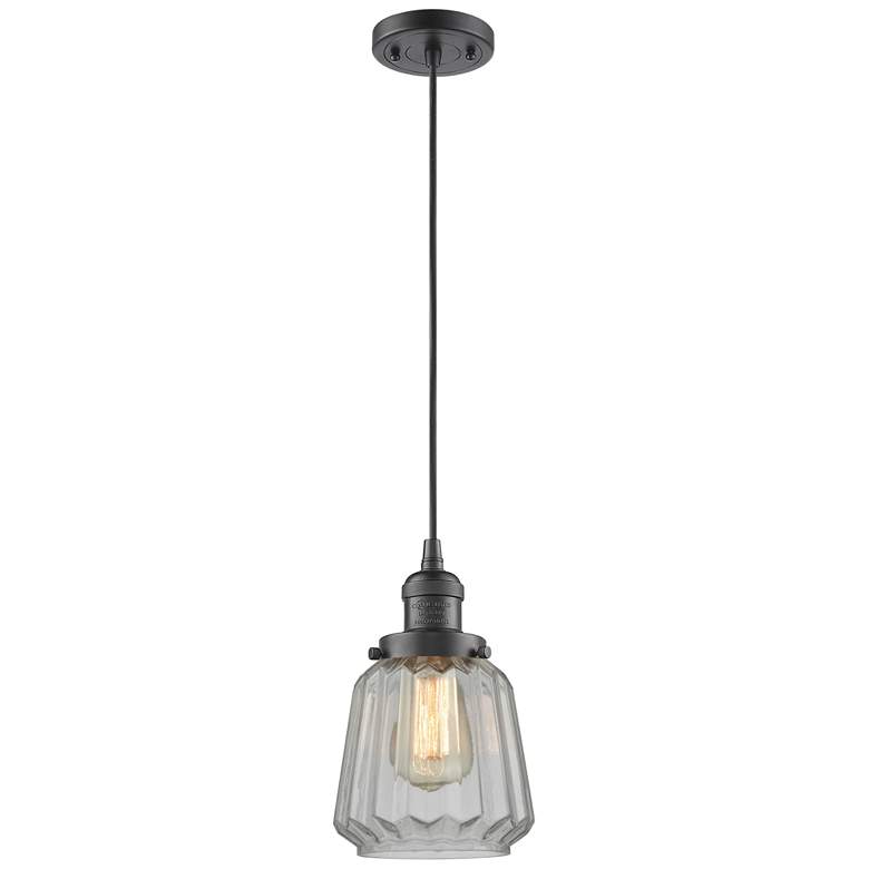 Image 1 Chatham 7" Wide Oil Rubbed Bronze Corded Mini Pendant w/ Clear Shade
