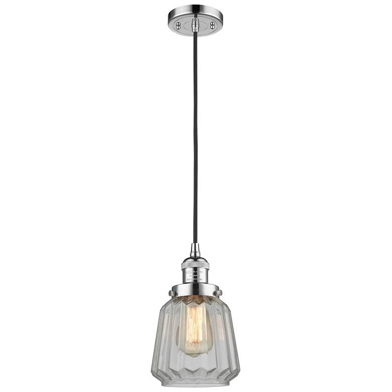 Image 1 Chatham 7" Wide Polished Chrome Corded Mini Pendant w/ Clear Shade