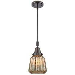 Chatham 7"W Oil-Rubbed Bronze and Mercury Glass Mini Pendant