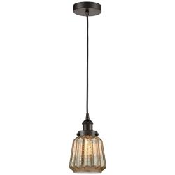 Chatham 7"W Oil-Rubbed Bronze Mini Pendant w/ Mercury Glass