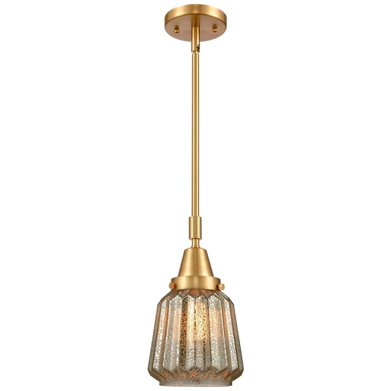 Image 1 Chatham Caden 7"W Satin Gold and Mercury Glass Mini Pendant