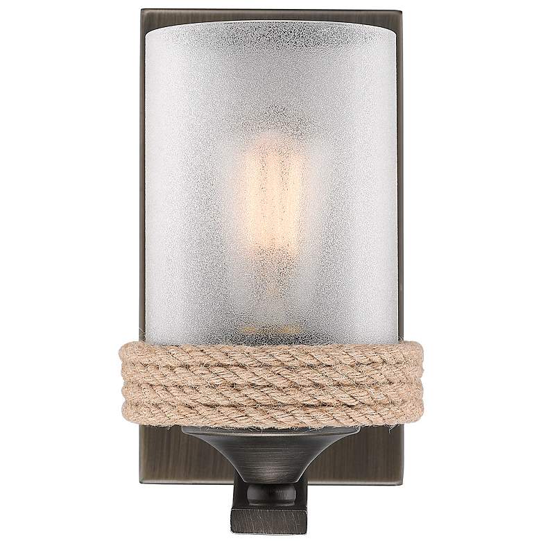 Image 1 Chatham Gunmetal Bronze 1-Light Wall Sconce with Sandblasted Glass