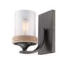 Thumbnail2 of Chatham Gunmetal Bronze 1-Light Wall Sconce with Sandblasted Glass more views