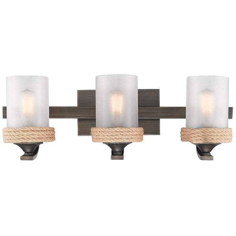 Image 1 Chatham Gunmetal Bronze 3-Light Bath Light with Sandblasted Glass